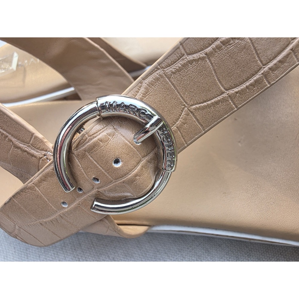 Marc Fisher Gordy Size US 9.5M Women's Strappy Wedge Sandals Dark Natural - Picture 7 of 15